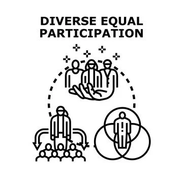 Diverse equal participation concept with community integration Stock Illustration