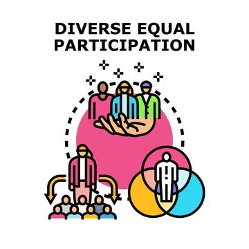 Diverse equal participation concept with community integration Stock Illustration