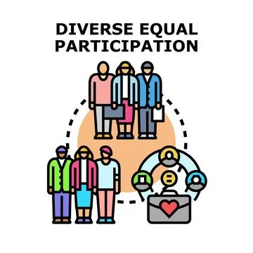 Diverse equal participation in team collaboration concept Stock Illustration