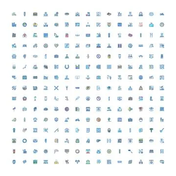 Diverse essential outline icon collection for design Stockillustratie