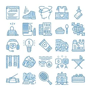 Diverse everyday activities and concept doodle icons Ilustración de archivo