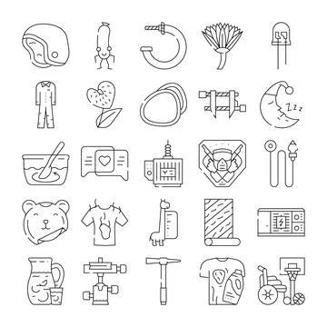 Diverse everyday objects and abstract concepts icon collection Stock Illustration
