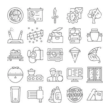 Diverse everyday objects and abstract concepts icons set Stock Illustration