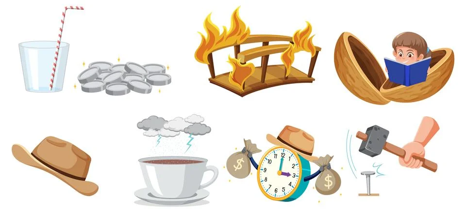 Diverse Everyday Objects and Concepts Stockillustratie