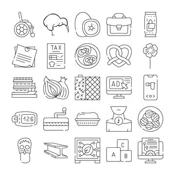 Diverse everyday objects and concepts outline icons collection イラスト素材