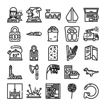Diverse everyday objects and concepts line icons set Stock Illustration