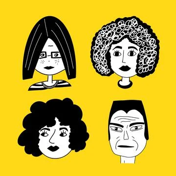 Diverse faces of people set. Human Avatars Collection. Stock Illustration