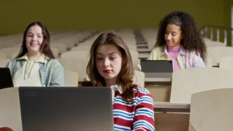 Diverse Female Students Having Class in Lecture Hall Stock Footage 311921003