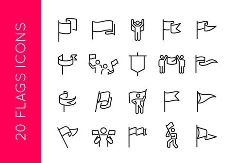 Diverse Flags Icons Set Stock Illustration