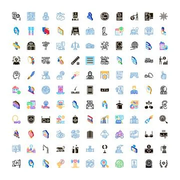 Diverse flat and outline icon set representing concepts Stock Illustration