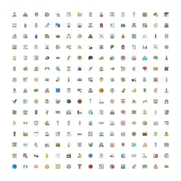 Diverse flat design icons collection representing various concepts Illustrazione stock