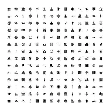Diverse flat glyph icon set for web design Illustrazione stock