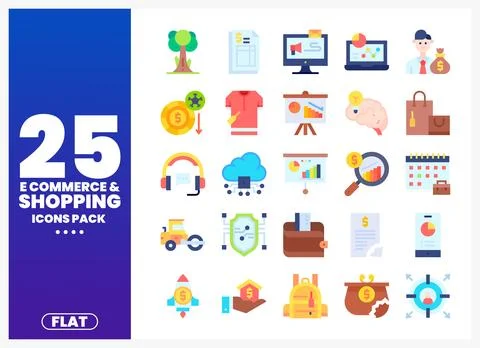 Diverse flat icons for ecommerce and shopping collection Stock Illustration
