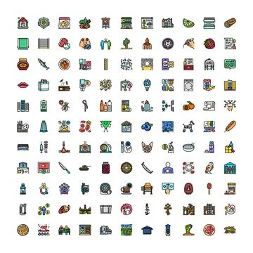 Diverse flat line icon collection representing various concepts 스톡 일러스트