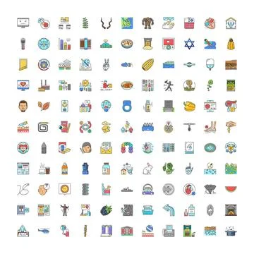 Diverse flat line icon concepts collection on white Stock Illustration