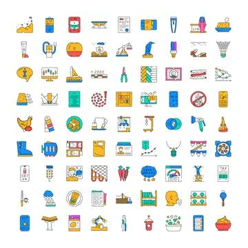 Diverse flat line icon set for various concepts Stock Illustration