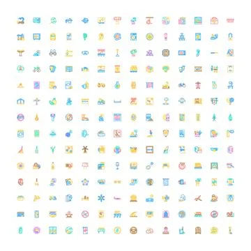 Diverse flat line icon set for web design Stock Illustration