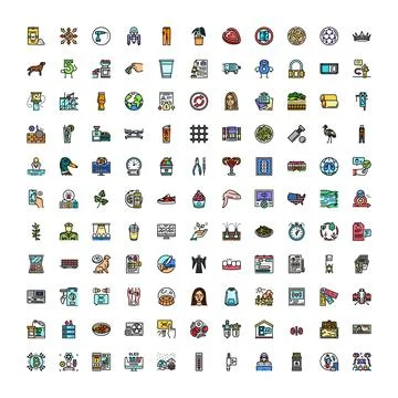 Diverse flat line icon set for various applications Stock Illustration