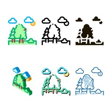 Diverse forest icon vector looks outline Stock Illustration