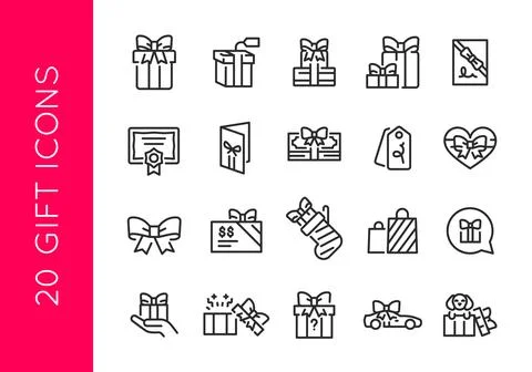 Diverse Gift Icon Set Stock Illustration