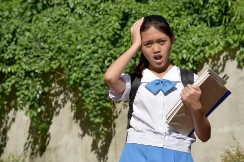 A Diverse Girl Student Memory Problems Foto stock