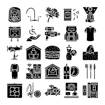 Diverse glyph collection representing everyday objects and concepts イラスト素材