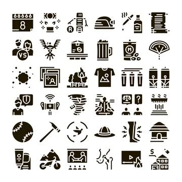 Diverse glyph icon collection for web design Stock Illustration
