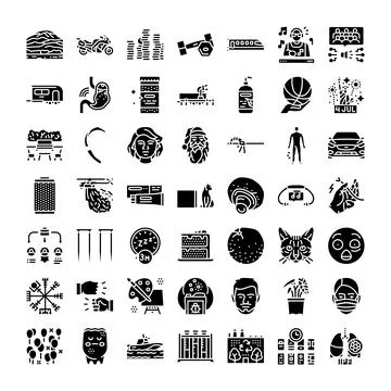 Diverse glyph icon collection for web and mobile Stock Illustration