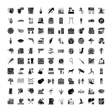 Diverse glyph icon collection for web and mobile Illustrazione stock