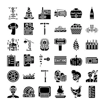 Diverse glyph icon set for graphic design Stock Illustration