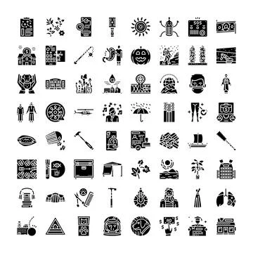 Diverse glyph icon set for modern digital design Stock Illustration