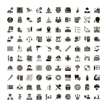 Diverse glyph icon set for web design applications 스톡 일러스트