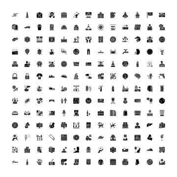 Diverse glyph icon set for web and app interfaces Stockillustratie