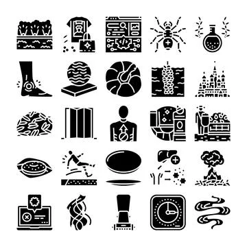 Diverse glyph icons representing various concepts and themes 库存插图