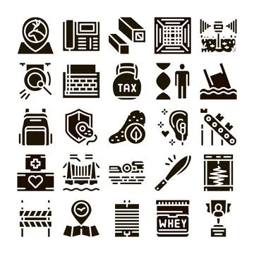 Diverse glyph icons set representing various concepts イラスト素材