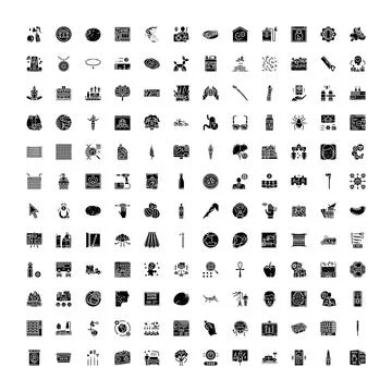 Diverse glyph icons set for web design and ui concepts Stock Illustration