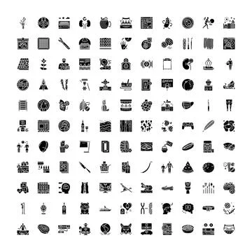 Diverse glyphs icon set in flat design style Stock Illustration