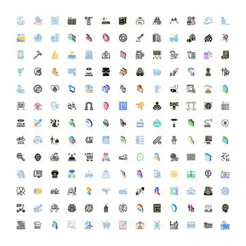 Diverse gradient icons representing business medical and lifestyle concepts Stock Illustration
