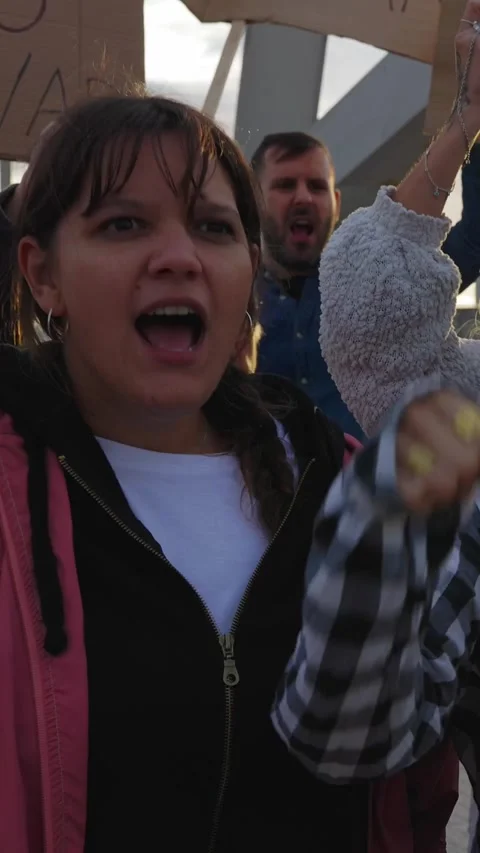Diverse group of activists people protesting against war and violence. Stock Footage 312313396