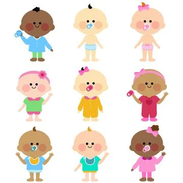 Diverse group of babies. Vector illustration Stock Illustration