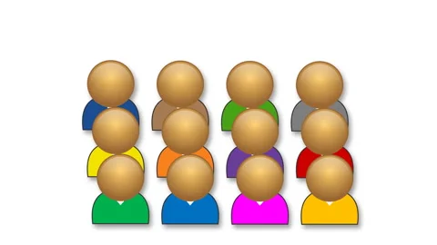 Diverse Group of Colorful 3D Human Avatar Icons in Rows Stock Footage 342323449