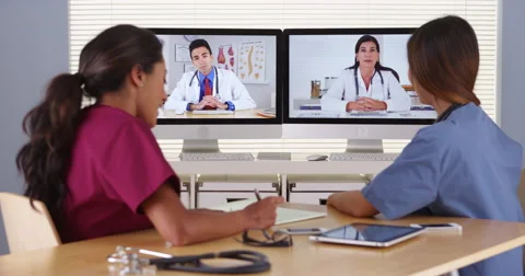 Diverse group of doctors having a video conference Stock-Footage 42678966