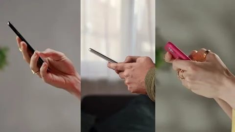 Diverse Group of Hands Using Smartphones for Communication Stock Footage 309234308
