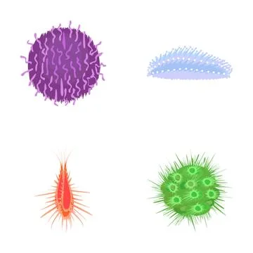 Diverse group of microscopic organisms floating on a white background 스톡 일러스트