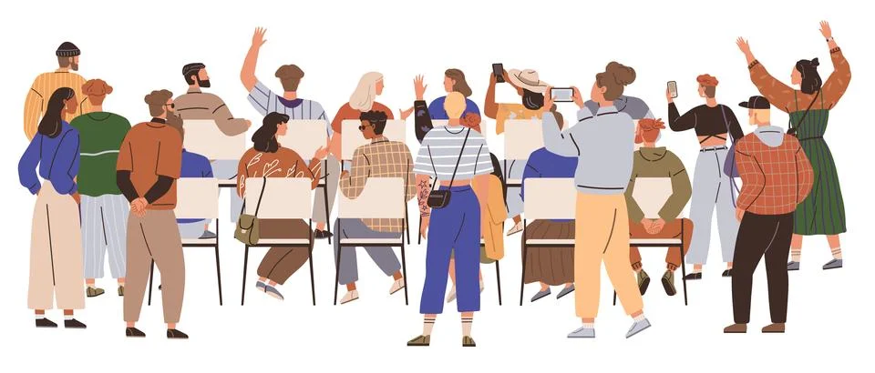 Diverse Group of People Engaged in an Interactive Meeting or Seminar Stock Illustration