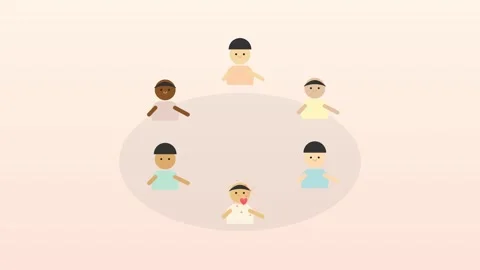 Diverse Group of People Standing in Circle, Unity and Community Concept Stock Footage 347559341