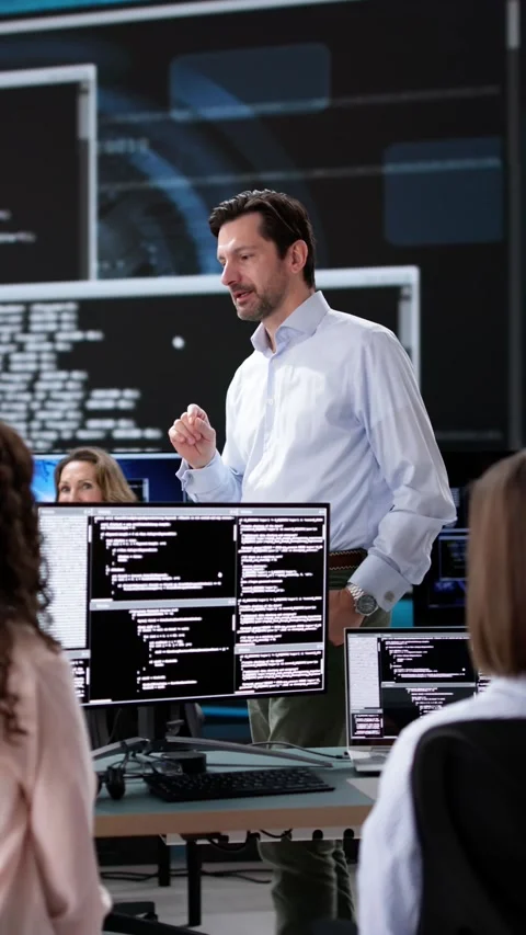 Diverse Group Of Programmers Training Stock Footage 301340550