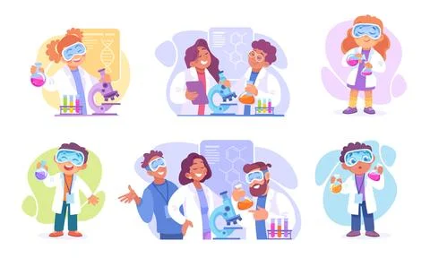 A Diverse Group of Scientists Actively Engaged in Conducting Laboratory Research イラスト素材