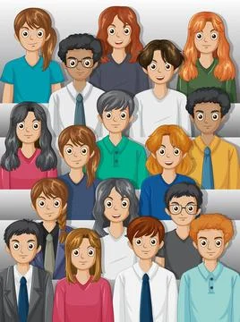 Diverse Group of Students and Professionals Sitting on Bleachers Illustration Stock Illustration