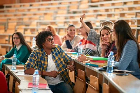 Diverse group of students studying. Stock Photos